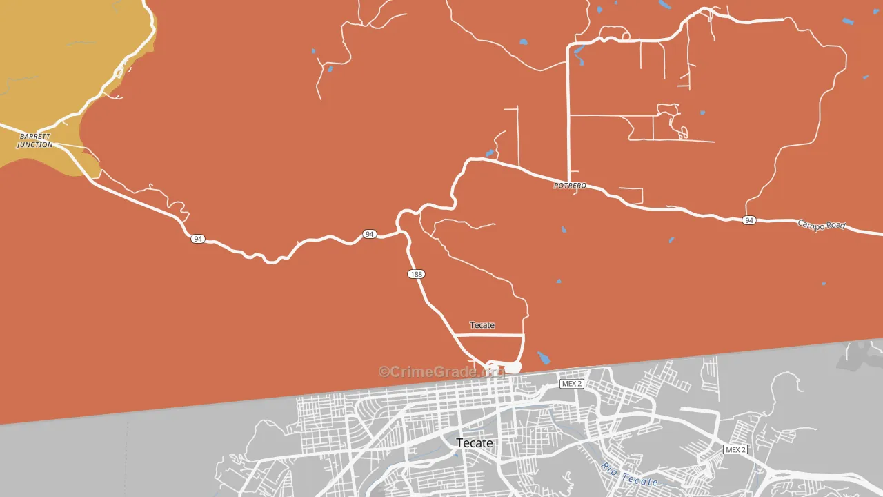 Tecate, CA Map of Theft Rates