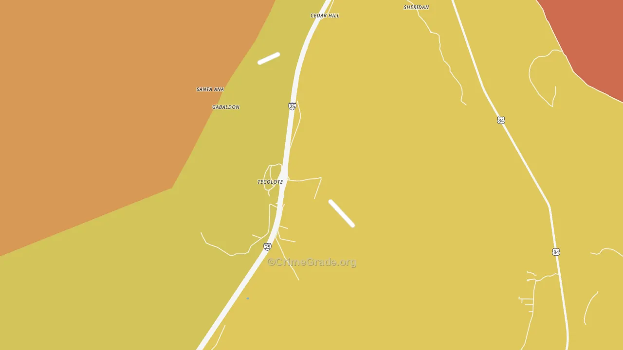 Tecolote, NM Map of Theft Rates