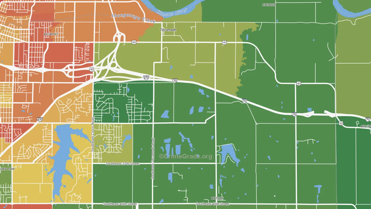 Tecumseh, KS Map of Theft Rates