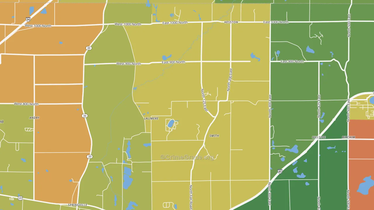 Tee Lake, IN Map of Theft Rates