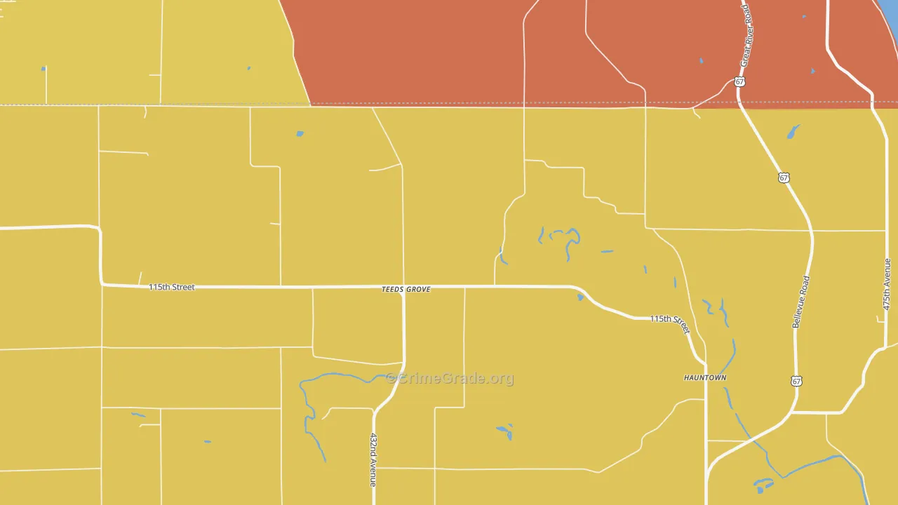Teeds Grove, IA Map of Theft Rates