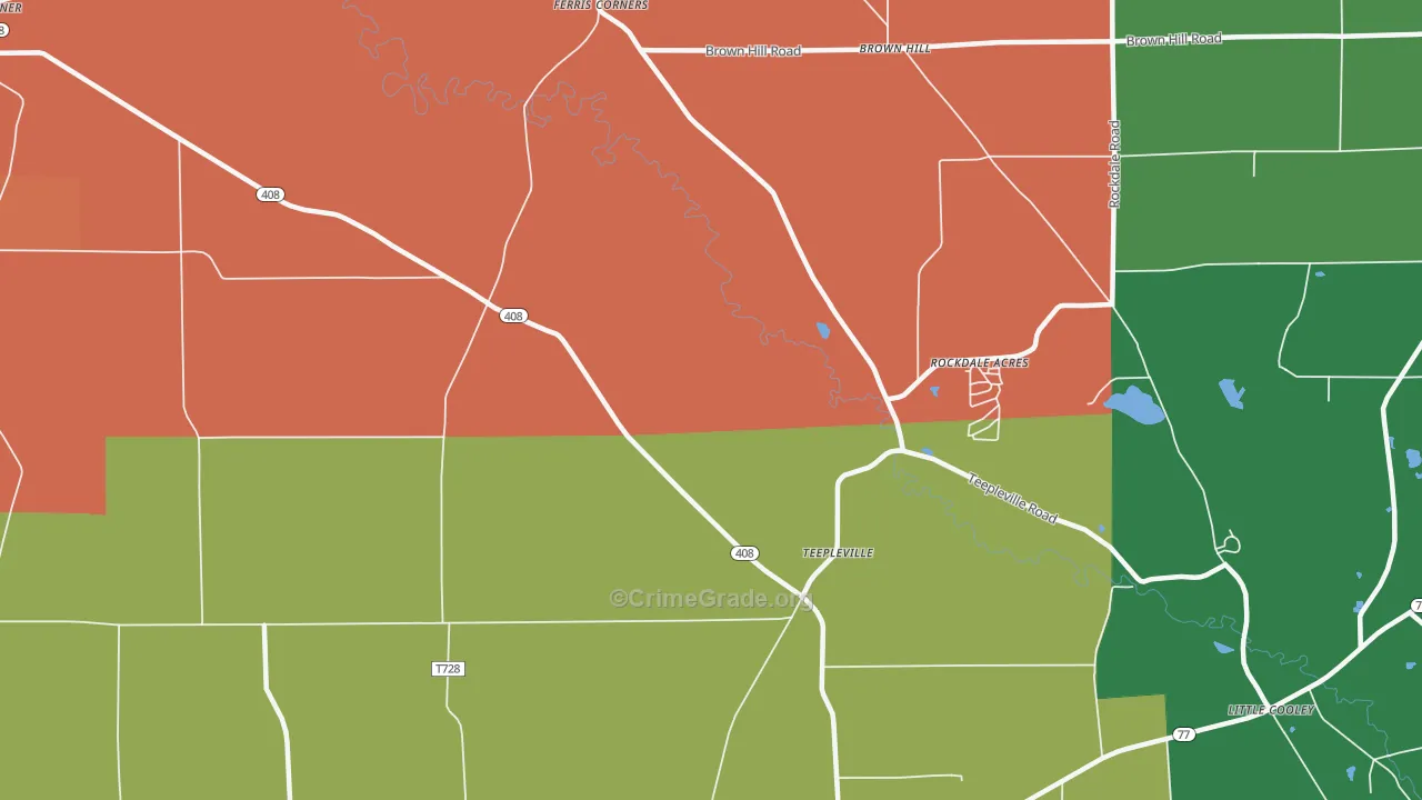 Teepleville, PA Map of Theft Rates