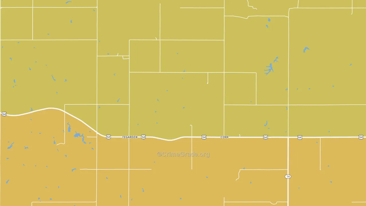 Tegarden, OK Map of Theft Rates