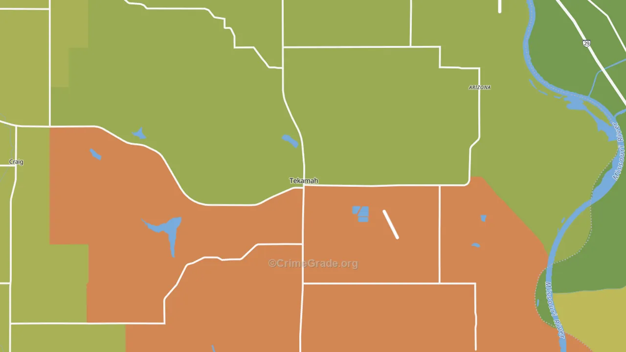 Tekamah, NE Map of Theft Rates