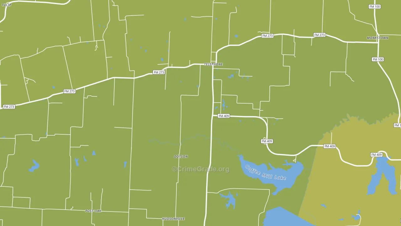Telephone, TX Map of Theft Rates