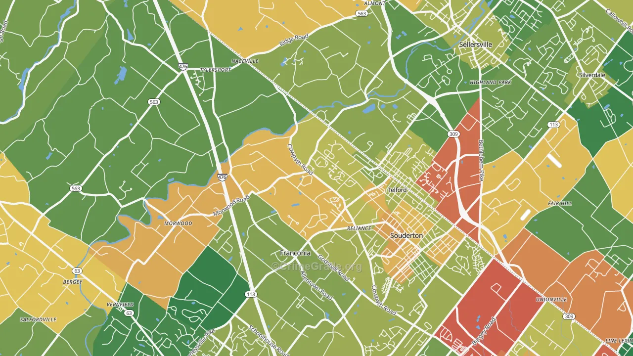 Telford, PA Map of Theft Rates