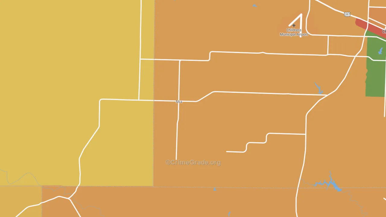 Tell, TX Map of Theft Rates