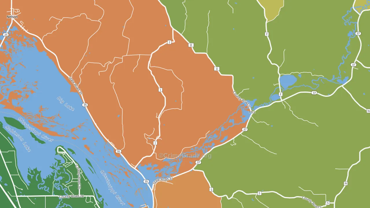 Tell, WI Map of Theft Rates