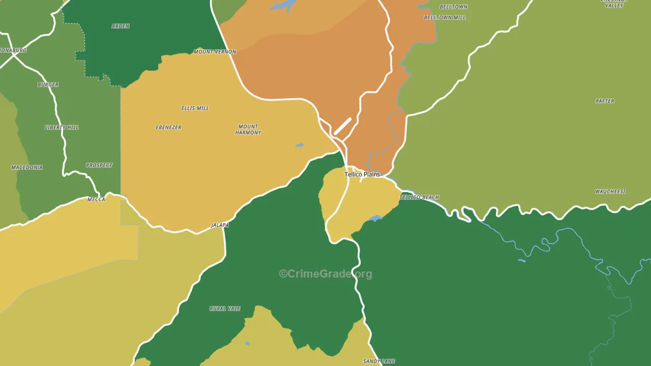 Tellico Plains, TN Map of Theft Rates