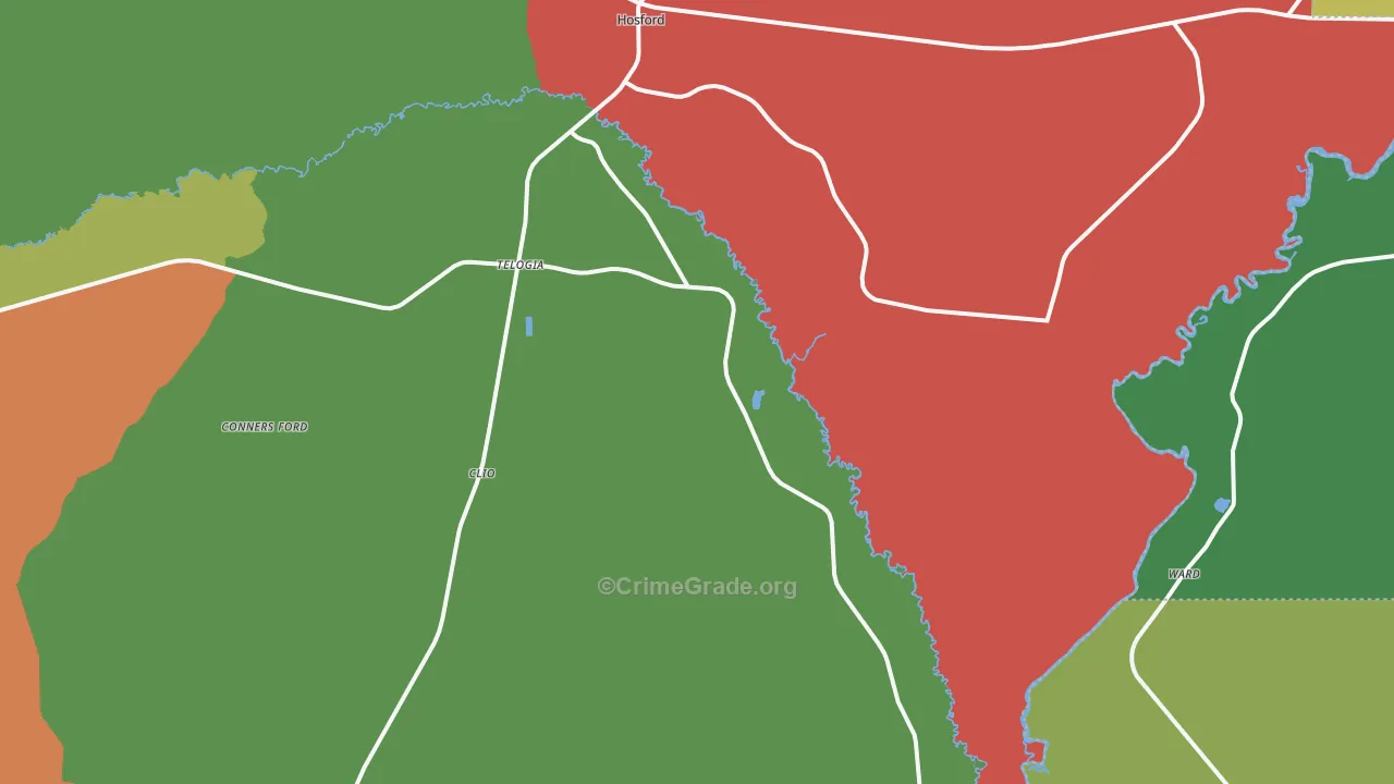 Telogia, FL Map of Theft Rates