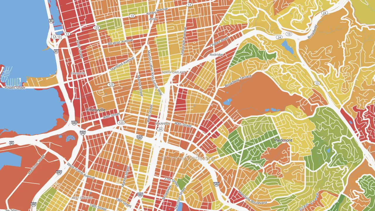 Temescal, Oakland, CA Map of Theft Rates