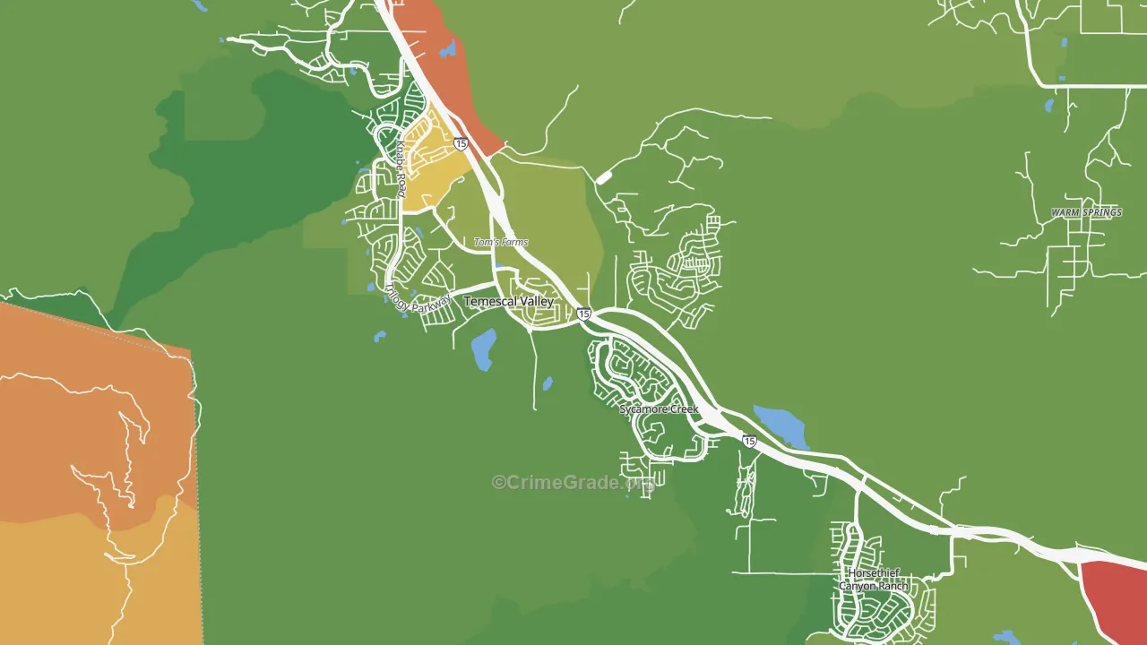 Temescal Valley, CA Map of Theft Rates