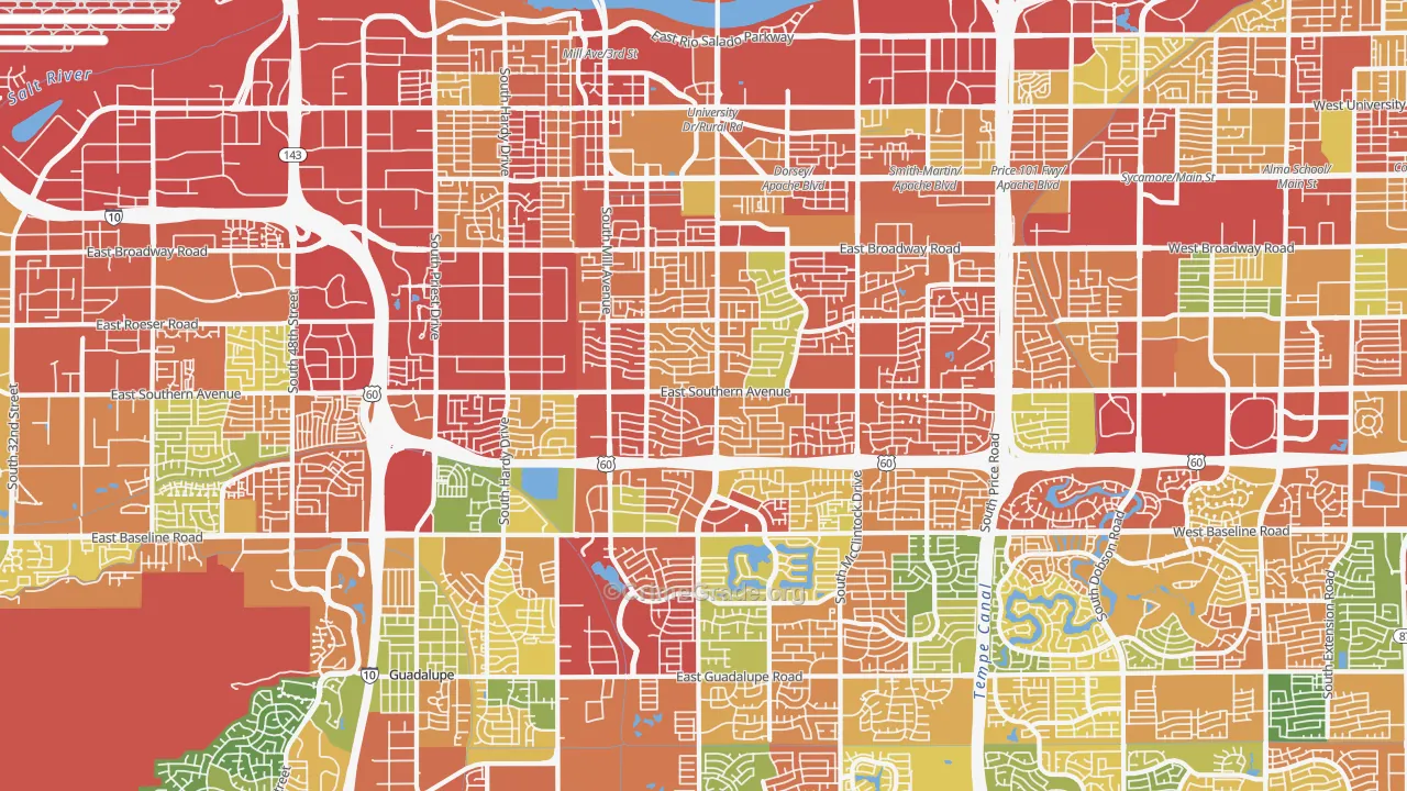 Tempe, AZ Map of Theft Rates