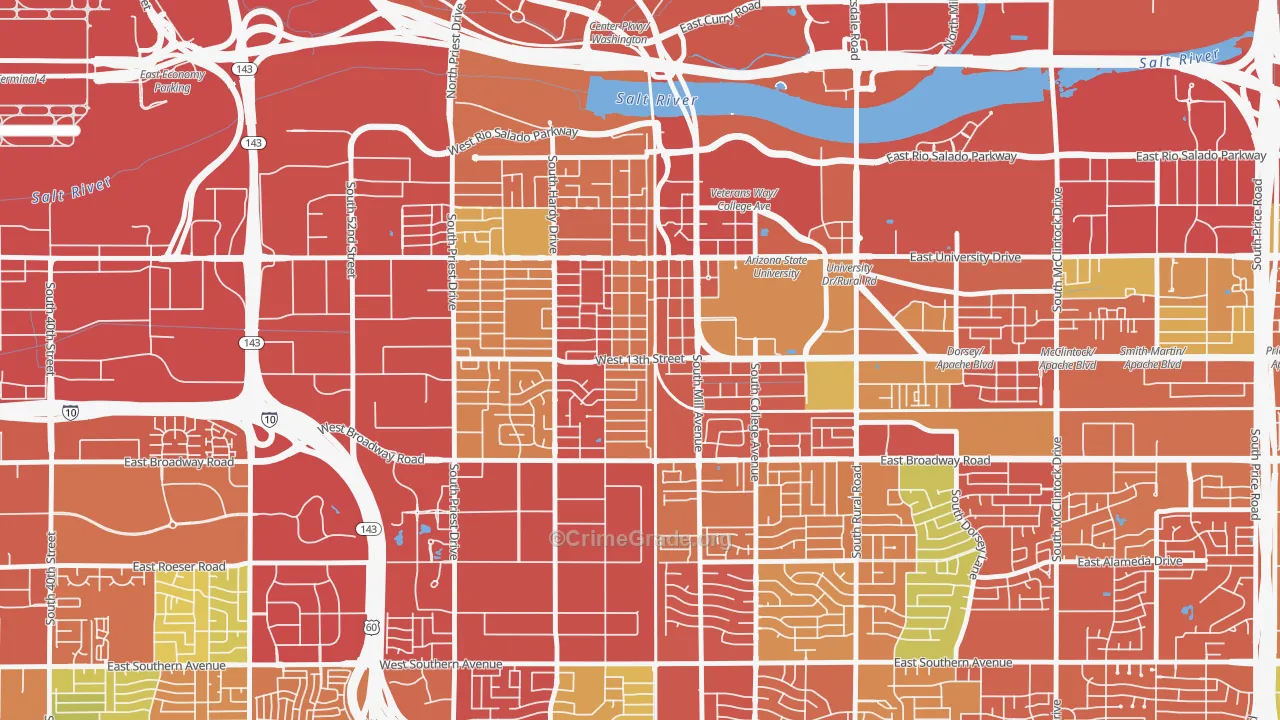 Tempe Junction, Tempe, AZ Map of Theft Rates