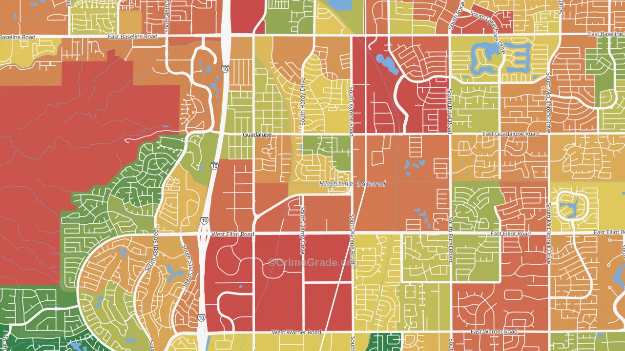 Tempe Royal Estates, Tempe, AZ Map of Theft Rates