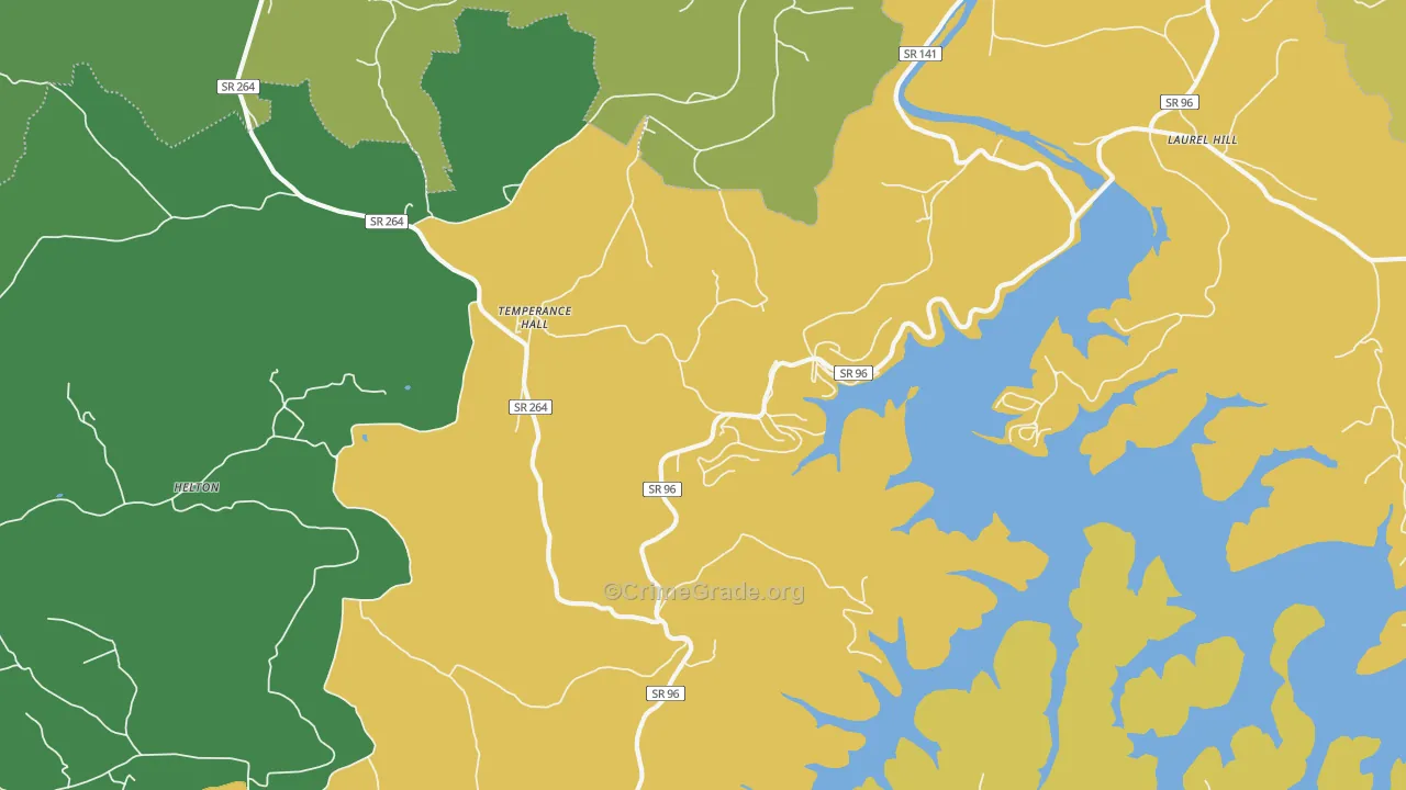 Temperance Hall, TN Map of Theft Rates