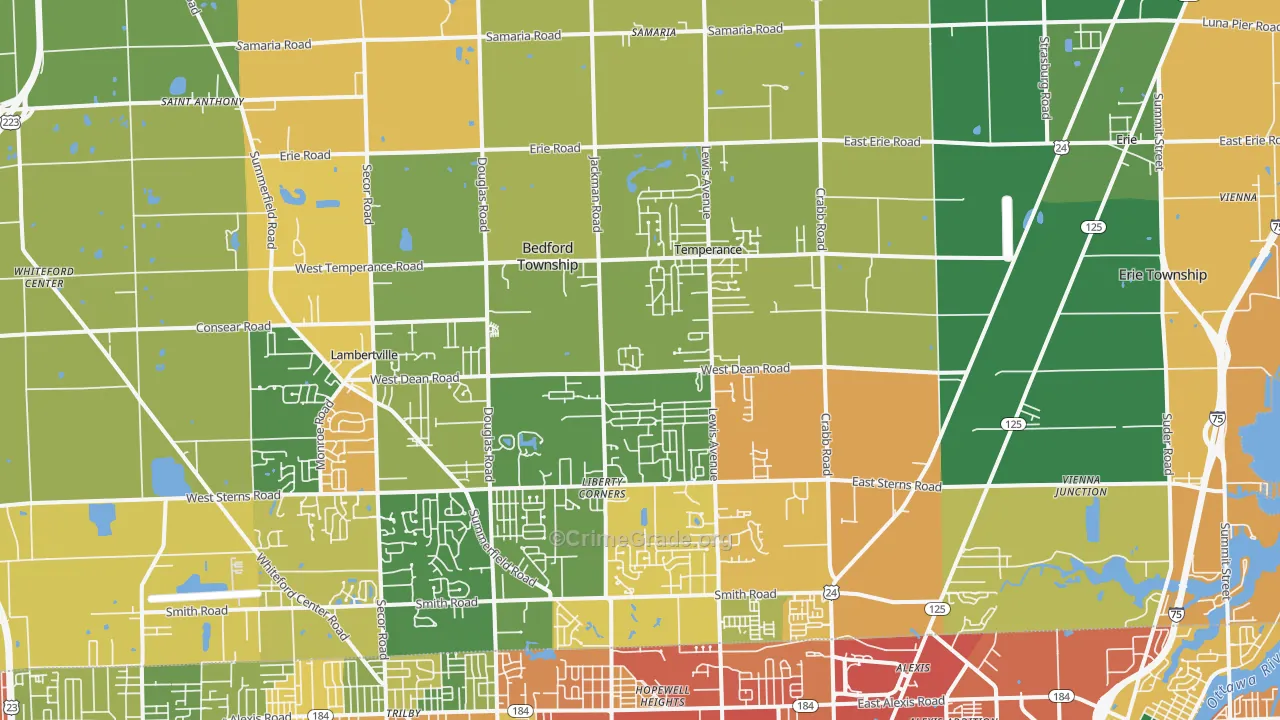 Temperance, MI Map of Theft Rates