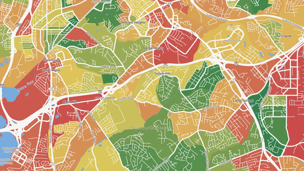 Temple Hills, MD Map of Theft Rates