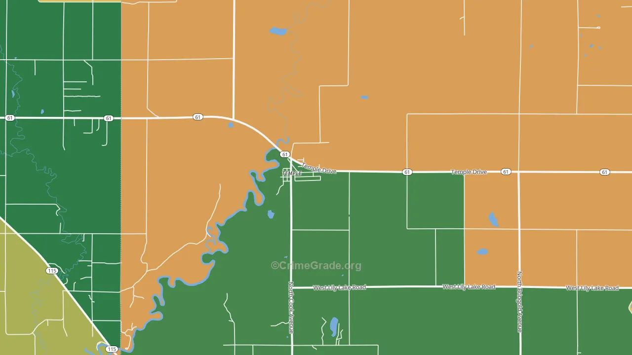 Temple, MI Map of Theft Rates