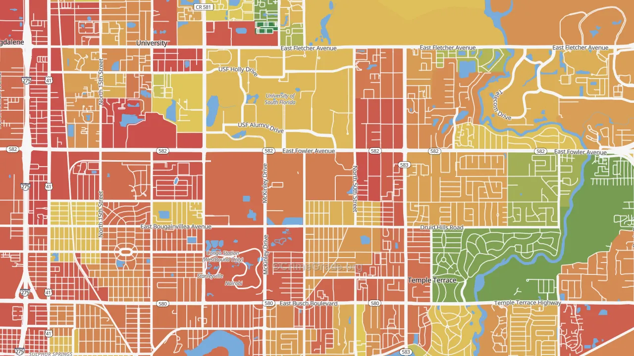 Temple Park, Tampa, FL Map of Theft Rates