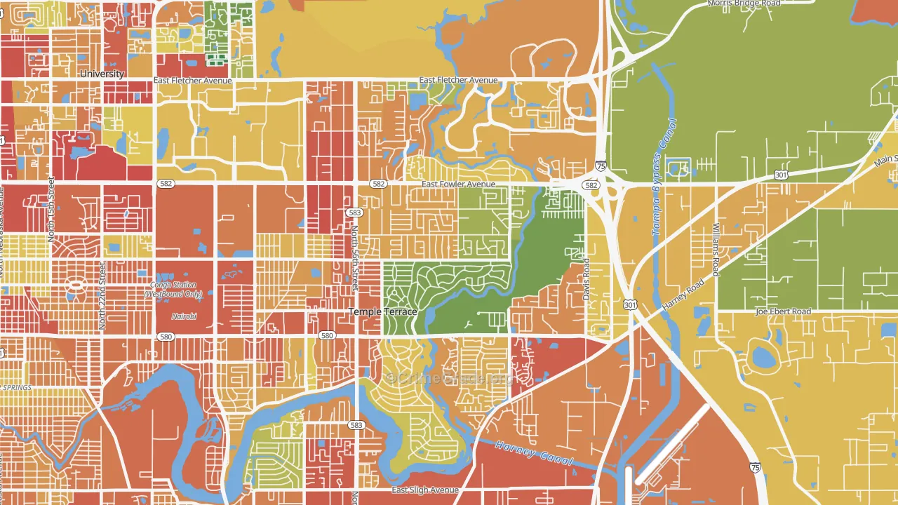 Temple Terrace, FL Map of Theft Rates