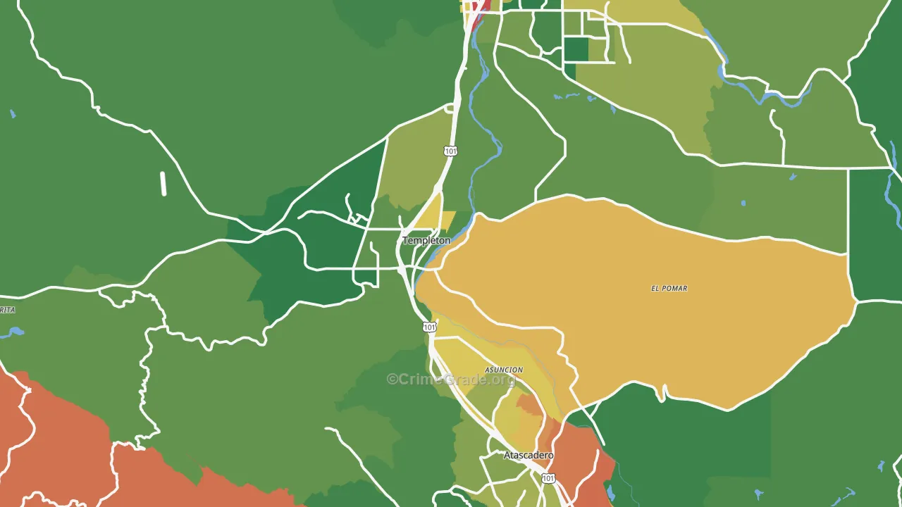 Templeton, CA Map of Theft Rates