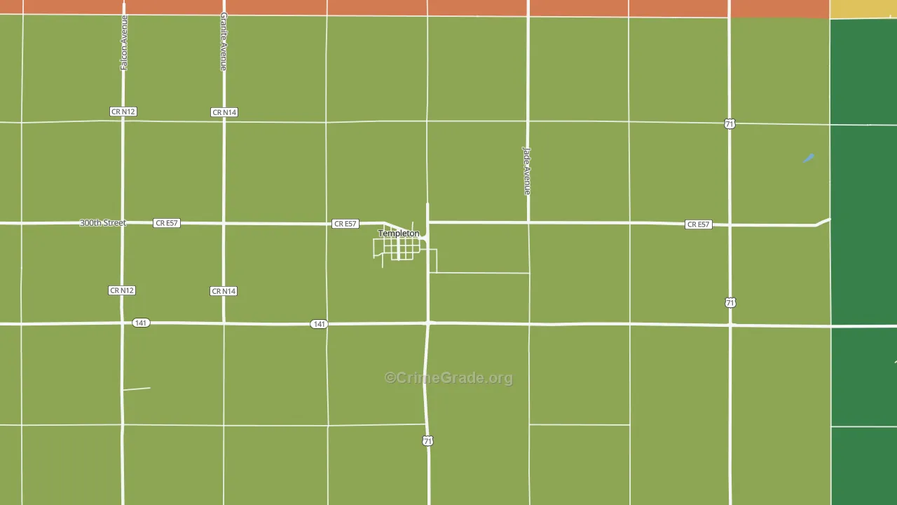 Templeton, IA Map of Theft Rates