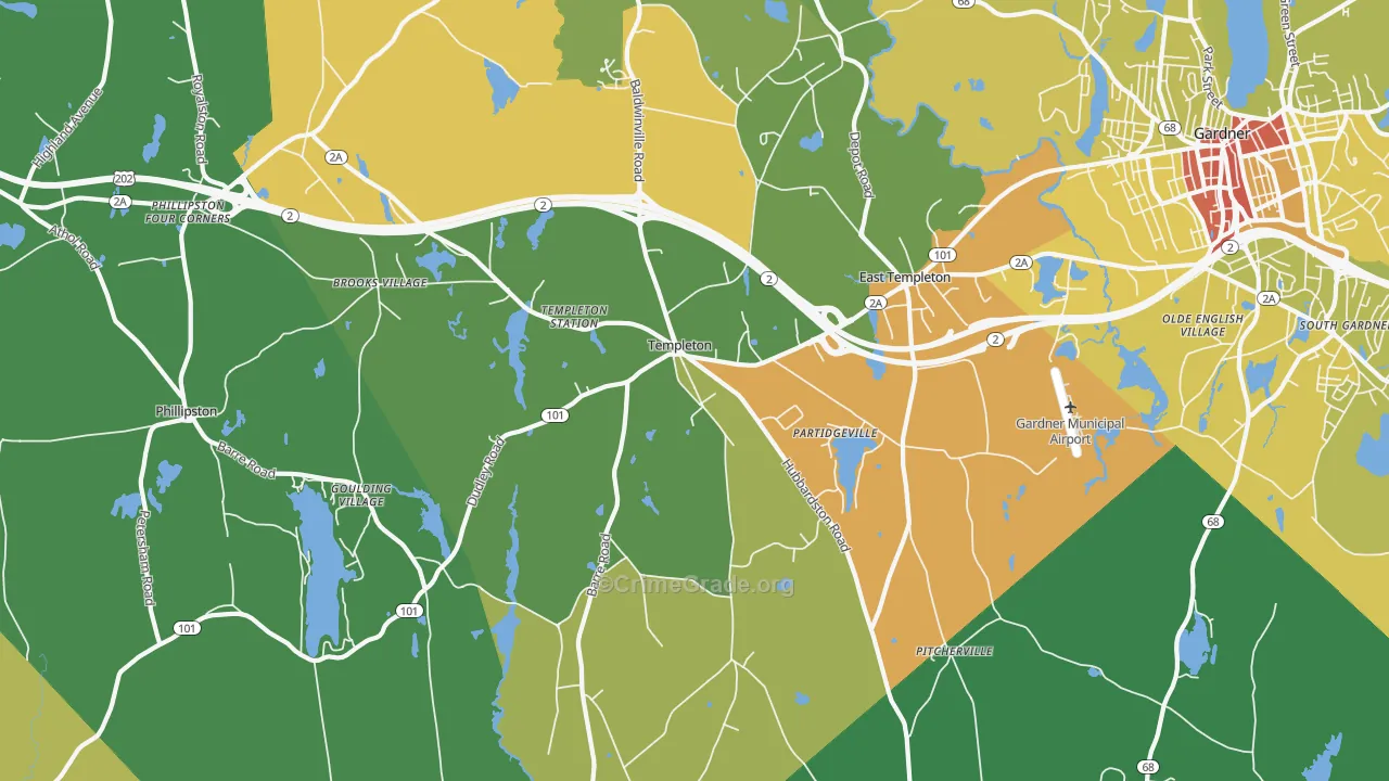 Templeton, MA Map of Theft Rates