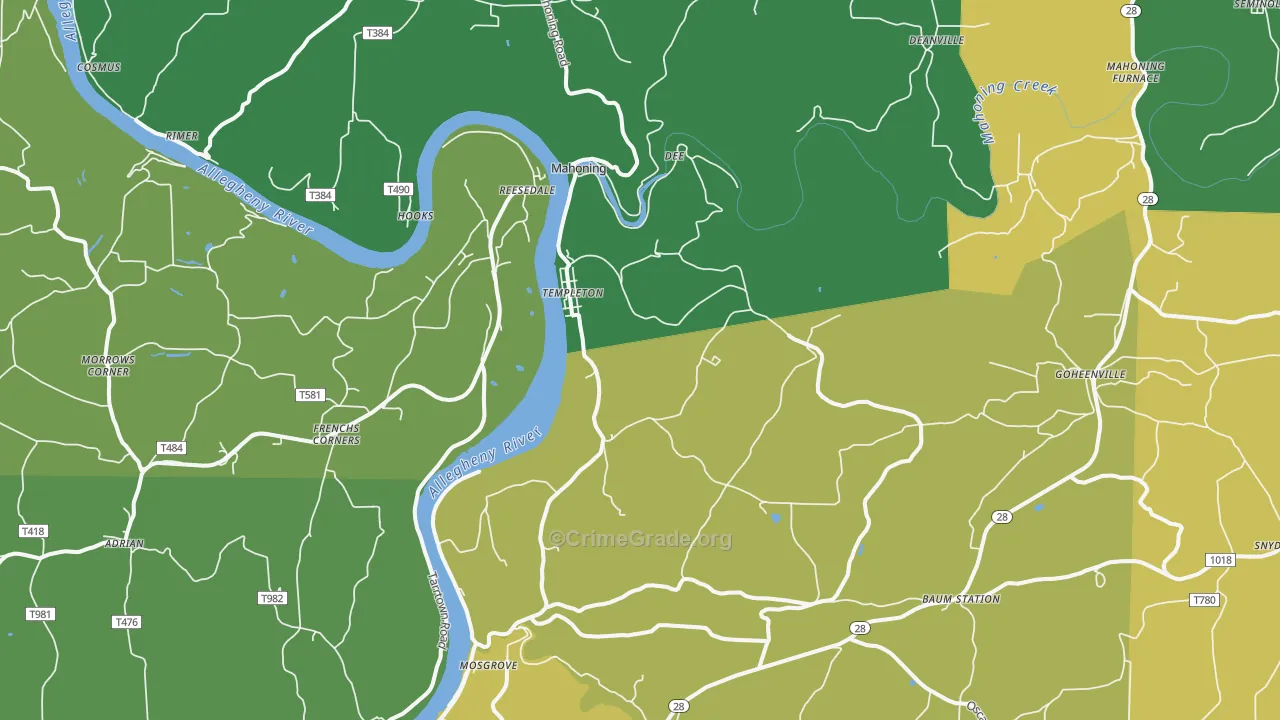 Templeton, PA Map of Theft Rates