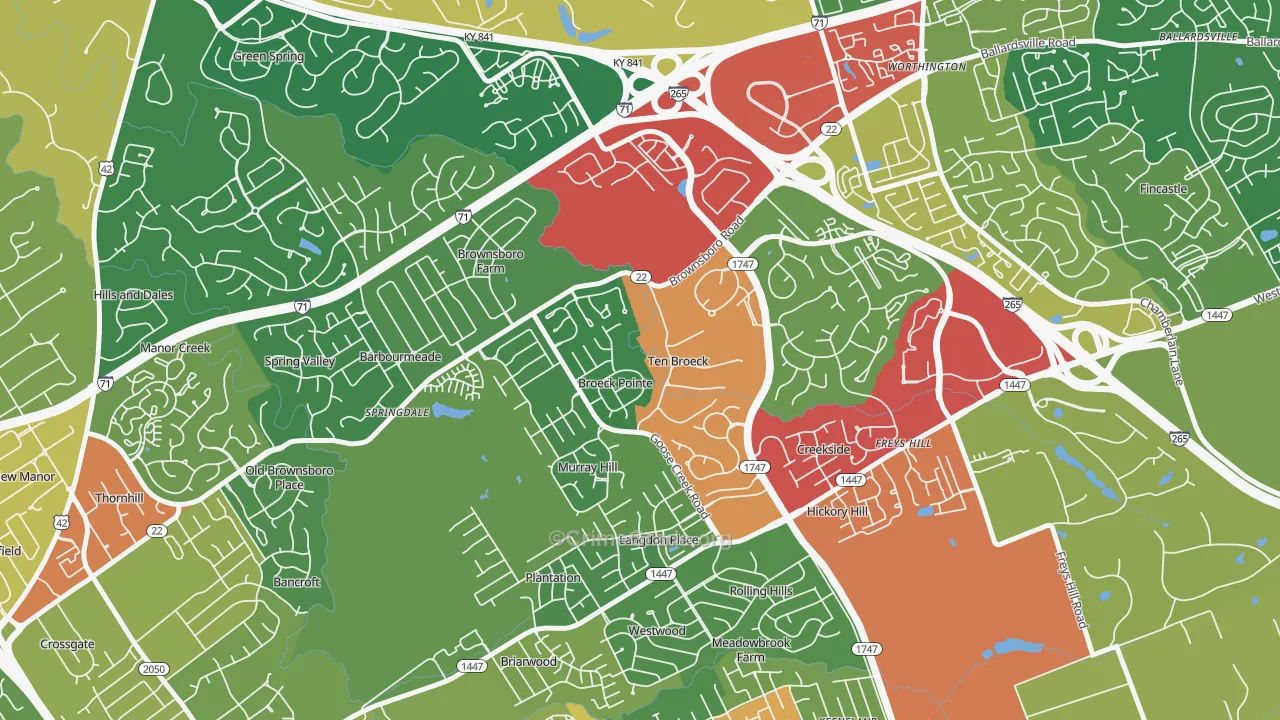Ten Broeck, KY Map of Theft Rates