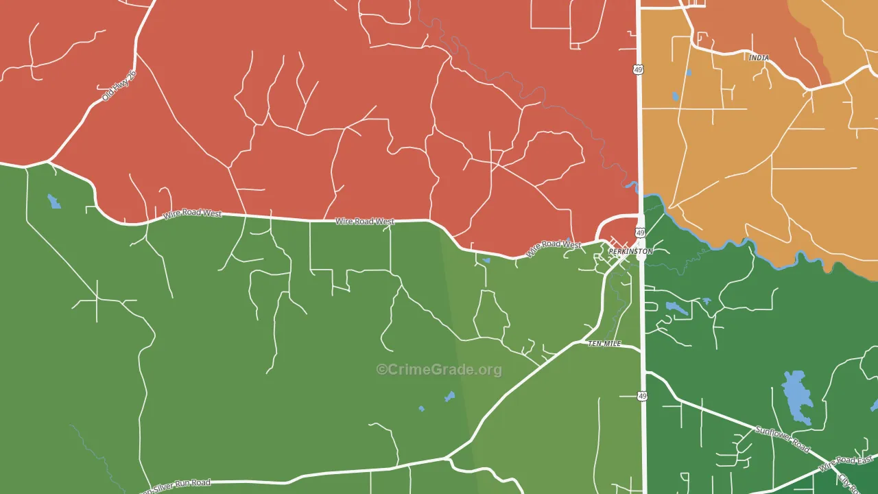 Ten Mile, MS Map of Theft Rates