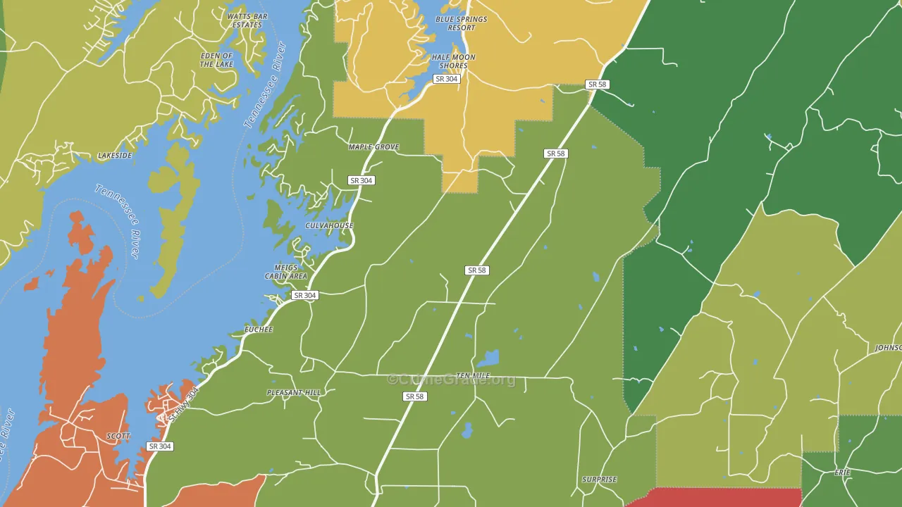 Ten Mile, TN Map of Theft Rates