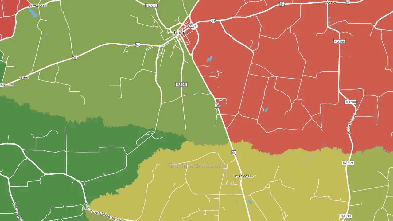 Tenaha, TX Map of Theft Rates