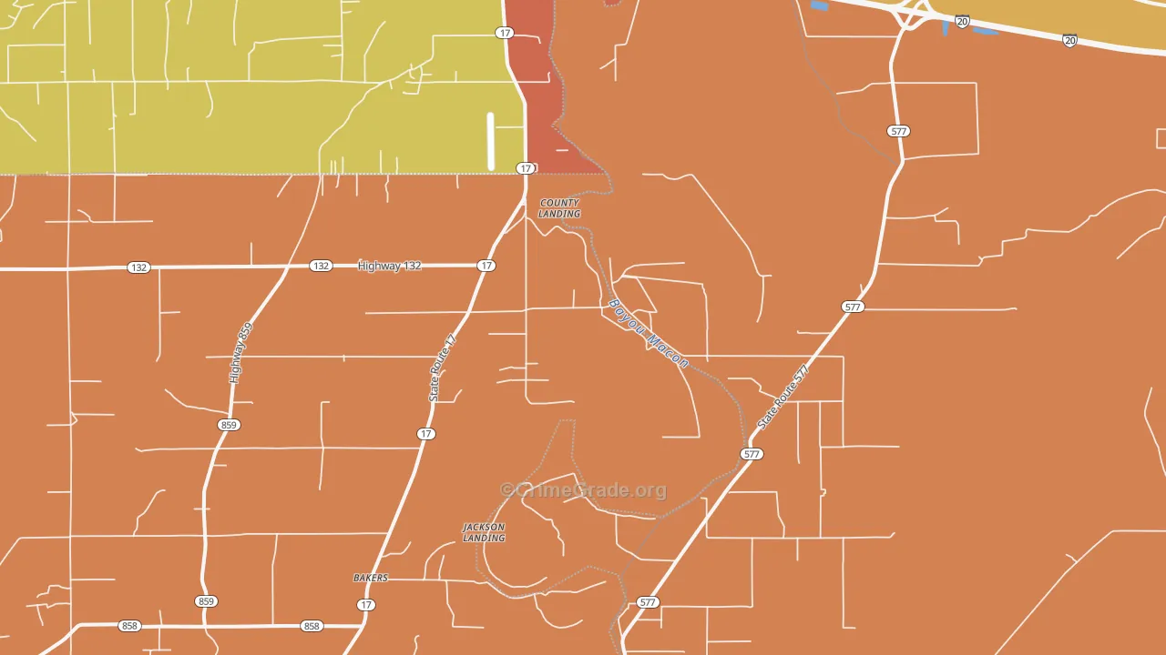 Tendal, LA Map of Theft Rates