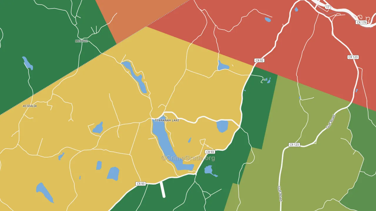 Tennanah Lake, NY Map of Theft Rates