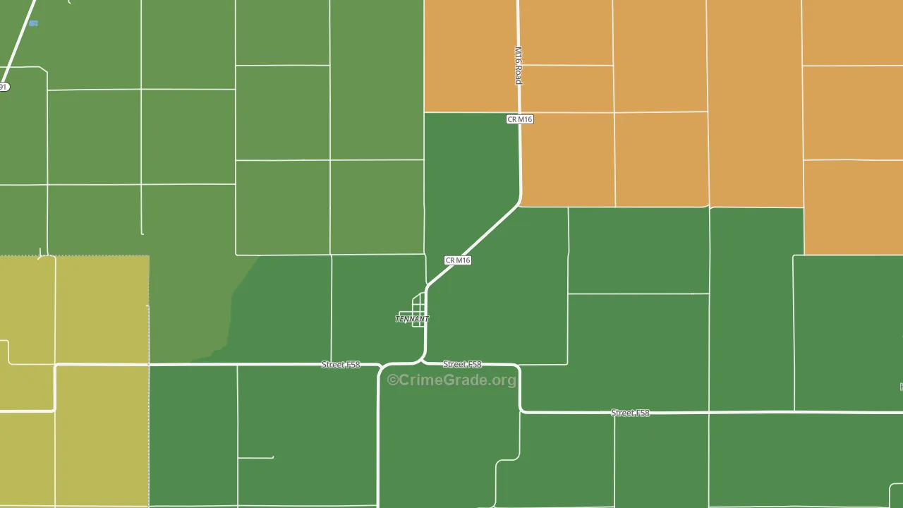 Tennant, IA Map of Theft Rates