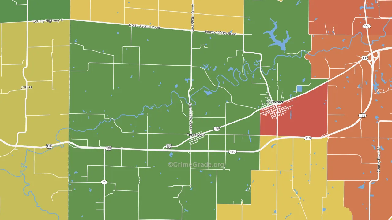 Tennessee, IL Map of Theft Rates