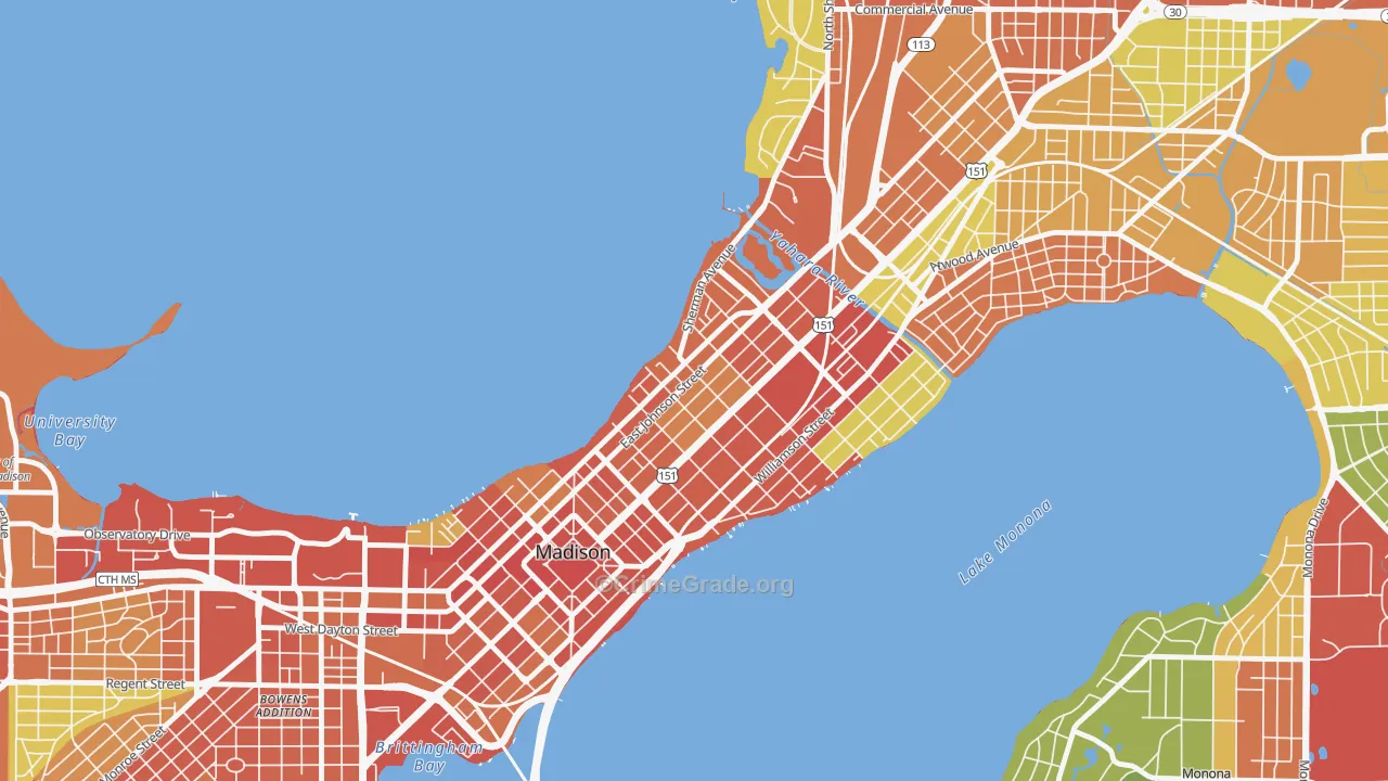 Tenney-Lapham, Madison, WI Map of Theft Rates