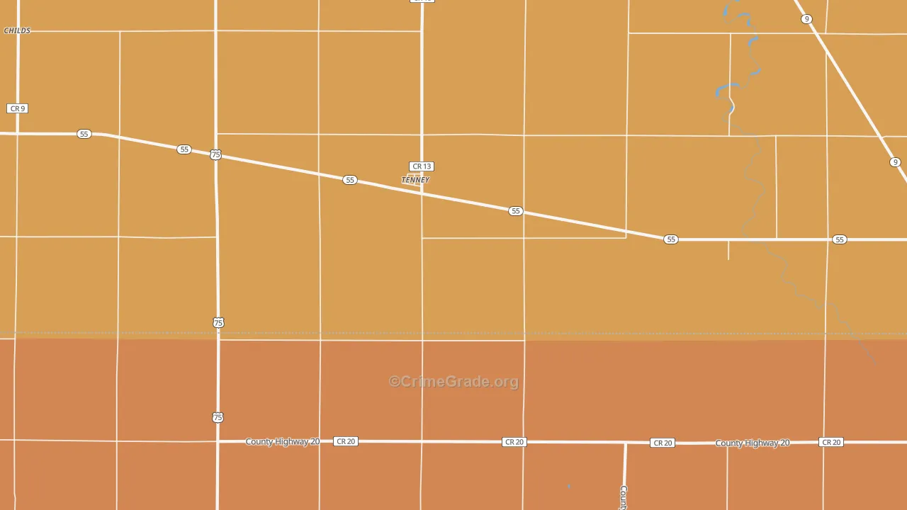 Tenney, MN Map of Theft Rates