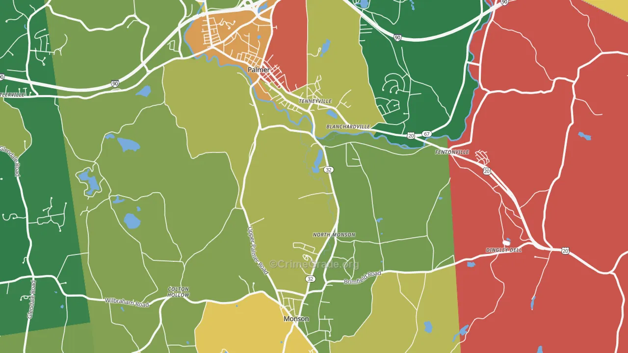 Tennyville, MA Map of Theft Rates