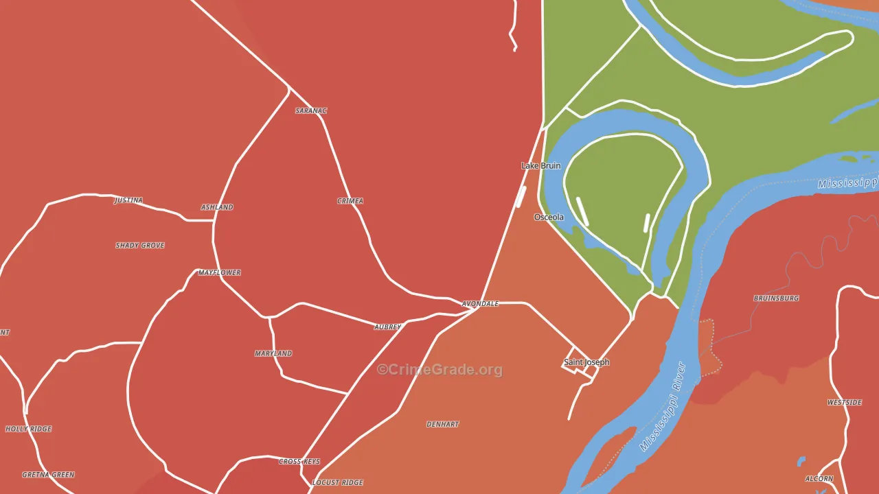 Tensas Parish, LA Map of Theft Rates