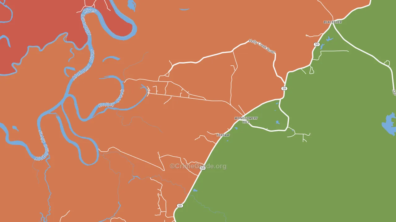 Tensaw, AL Map of Theft Rates