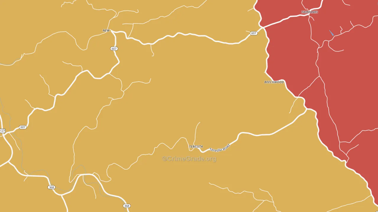 Teresita, KY Map of Theft Rates