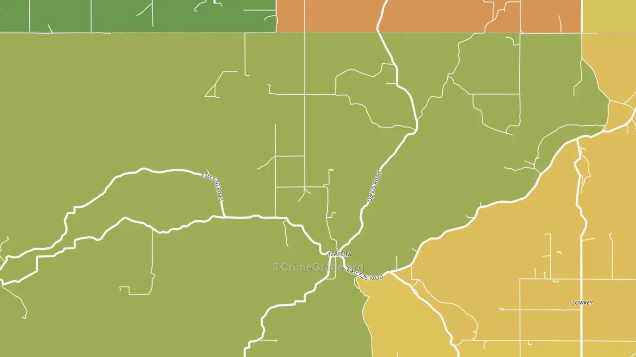 Teresita, OK Map of Theft Rates