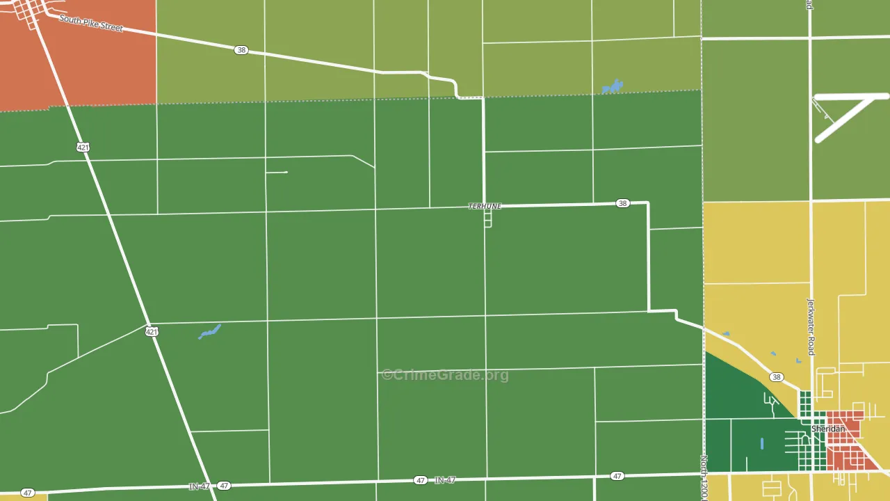 Terhune, IN Map of Theft Rates