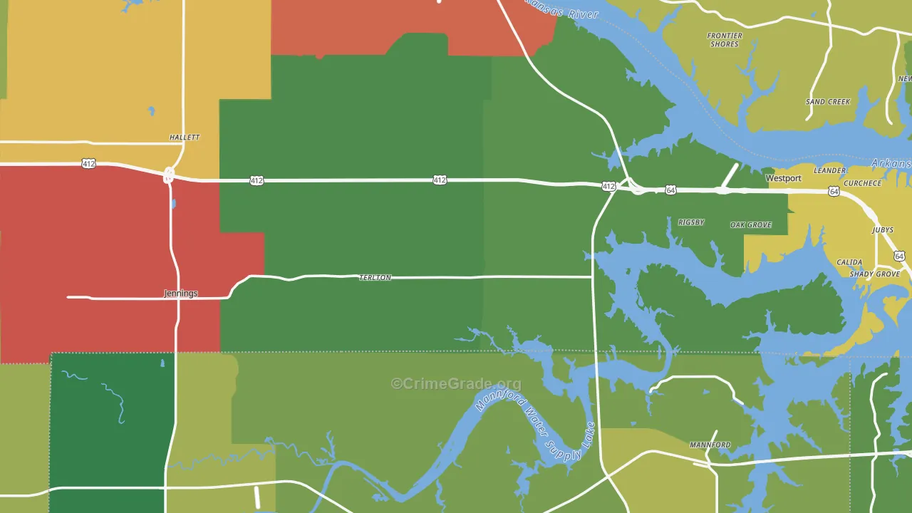 Terlton, OK Map of Theft Rates
