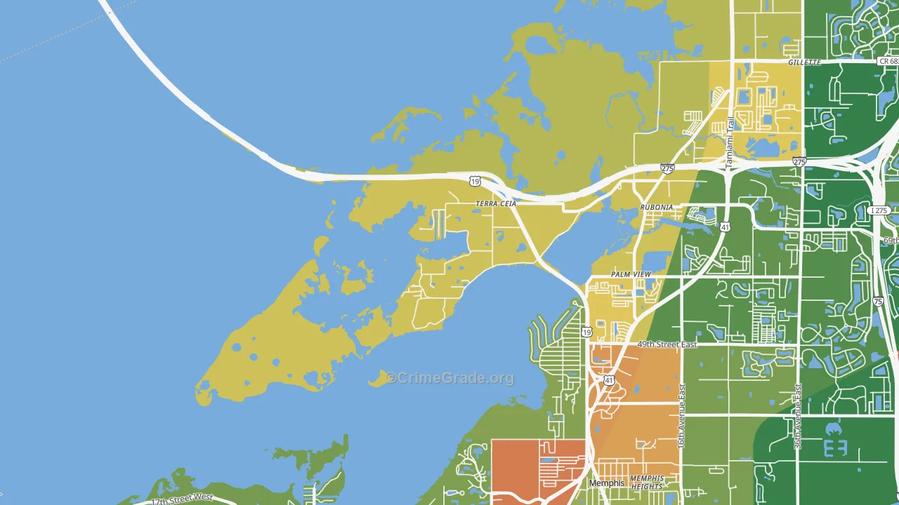 Terra Ceia, FL Map of Theft Rates