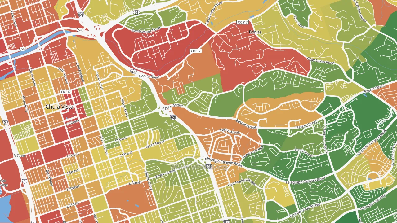 Terra Nova, Chula Vista, CA Map of Theft Rates