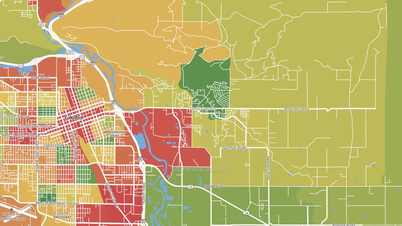 Terrace Heights, WA Map of Theft Rates