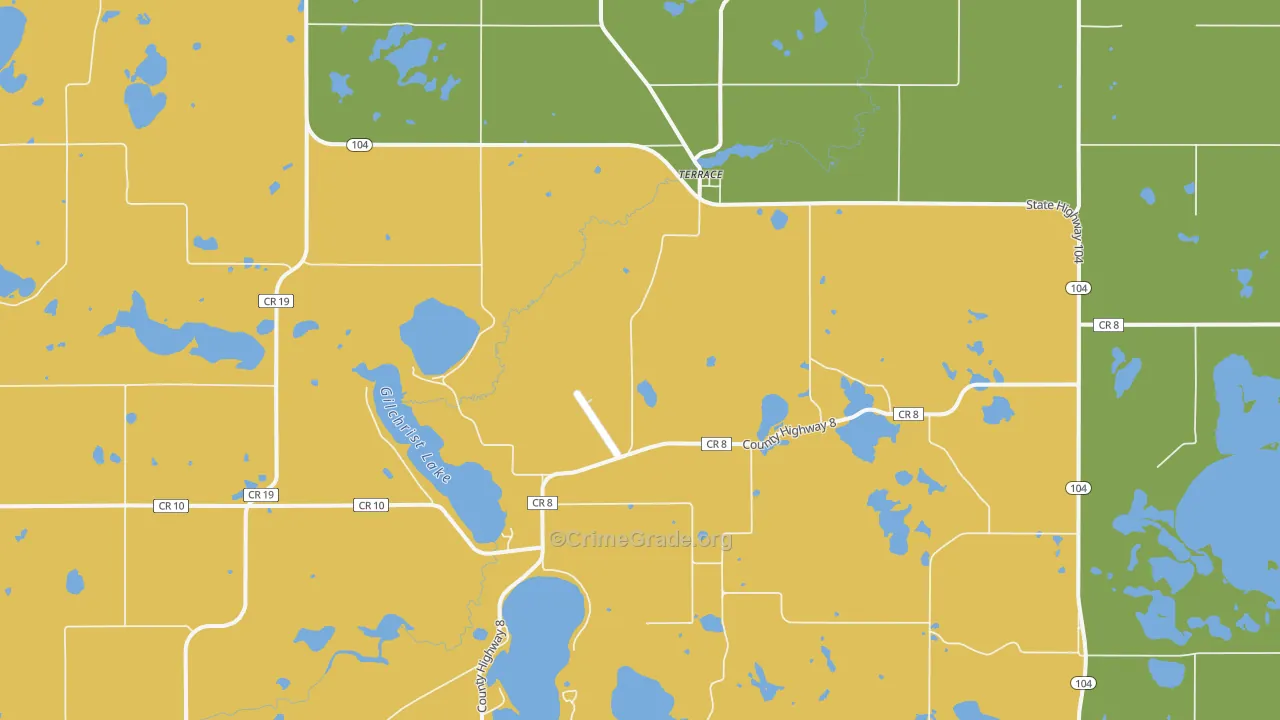 Terrace, MN Map of Theft Rates